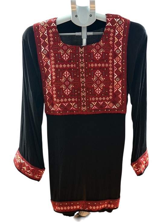 Dresses & Skirts - Vintage Long Blouse with Red Embroidered Panel